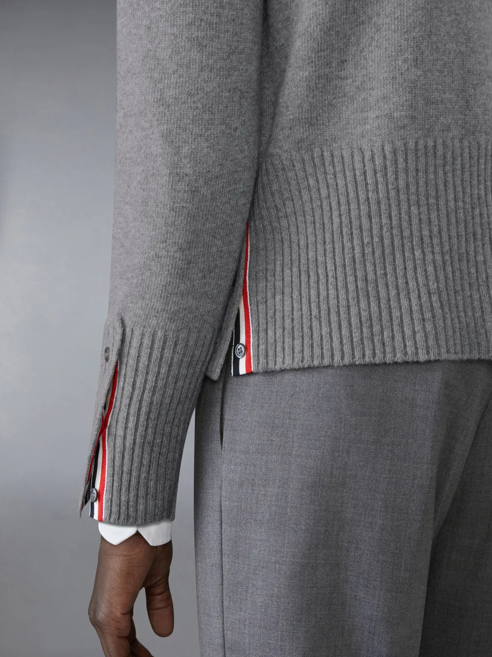 Thom Browne Patterned-jacquard Wool Jumper In Light Gray