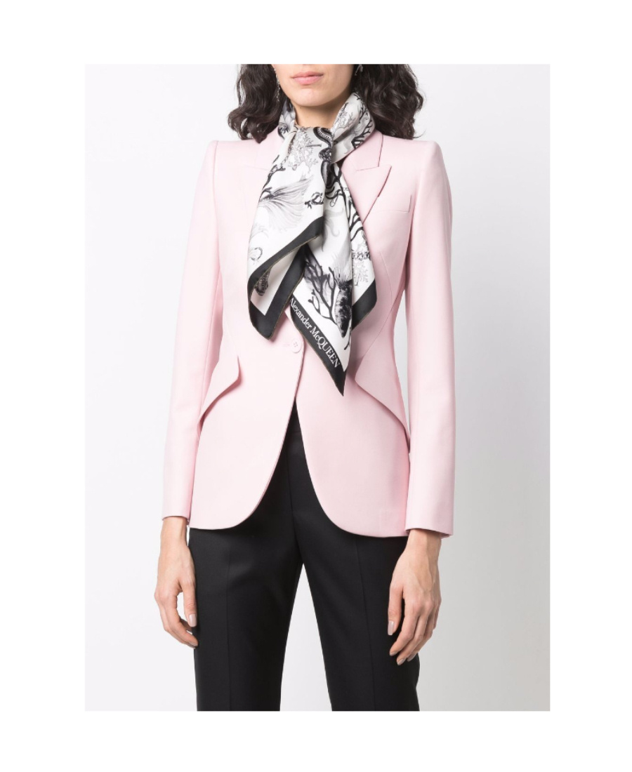 Alexander Mcqueen Sea Life-print Silk Scarf In Gray