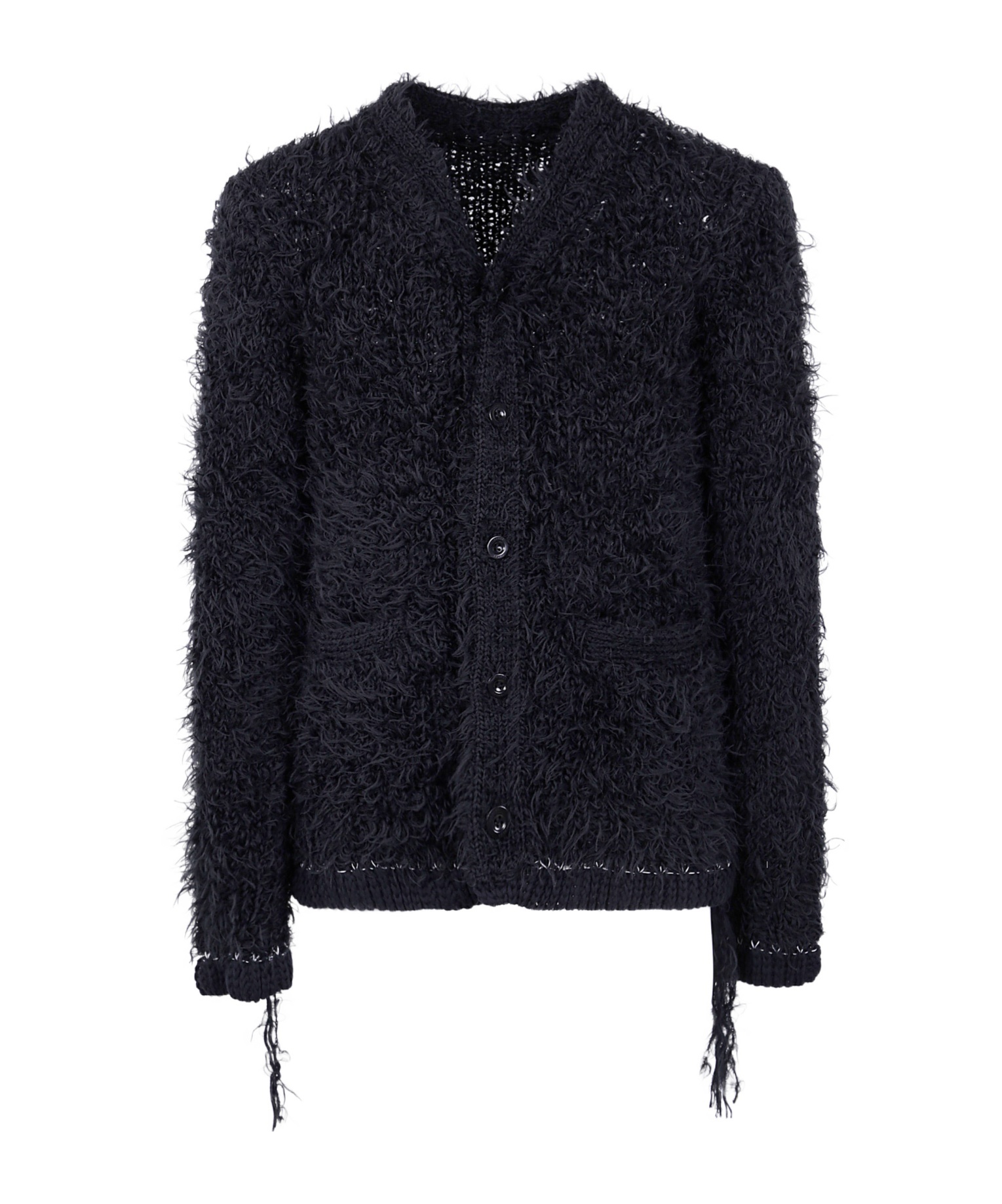 Sacai Cozy Knit Cardigan Front Pockets In Blue