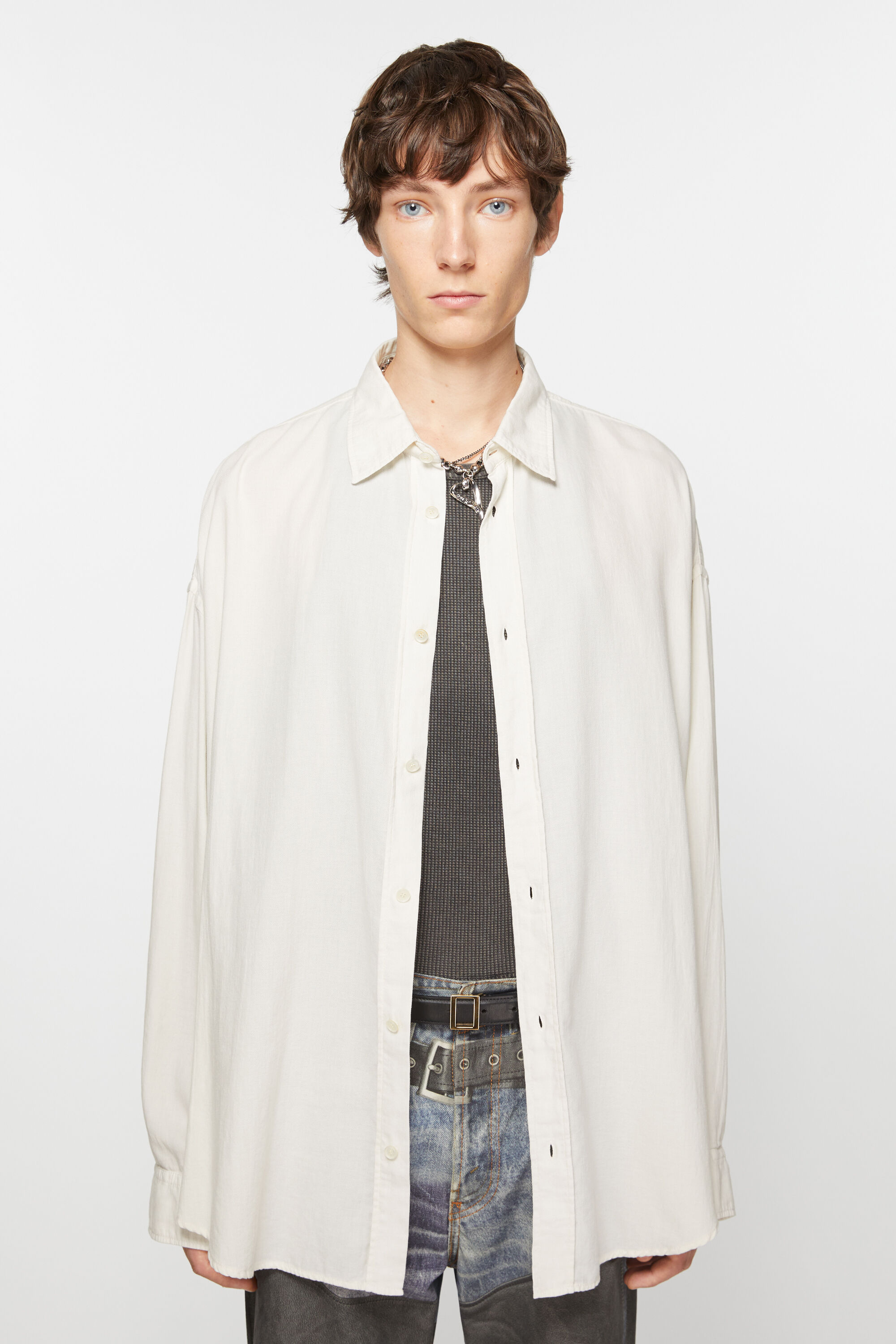 Acne Studios Logo-patch Cotton Shirt In White