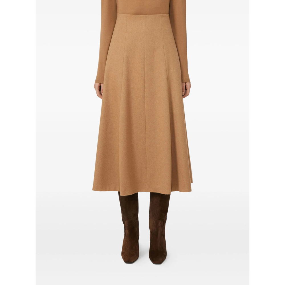Max Mara Flared Midi Skirt Seam Detailing In Brown
