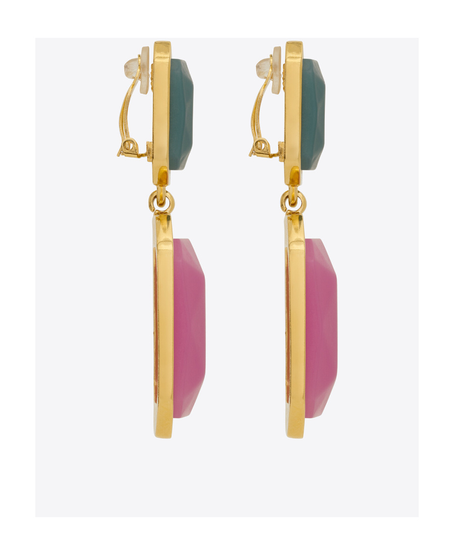 Saint Laurent Contrast-dual-tone Earrings In Pink