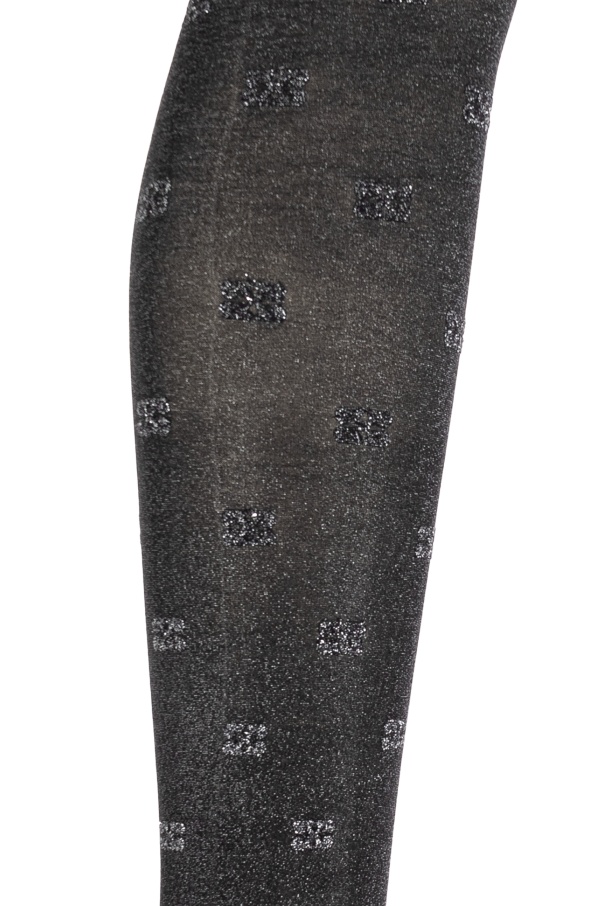 Ganni Tights With Decorative Finish In Black