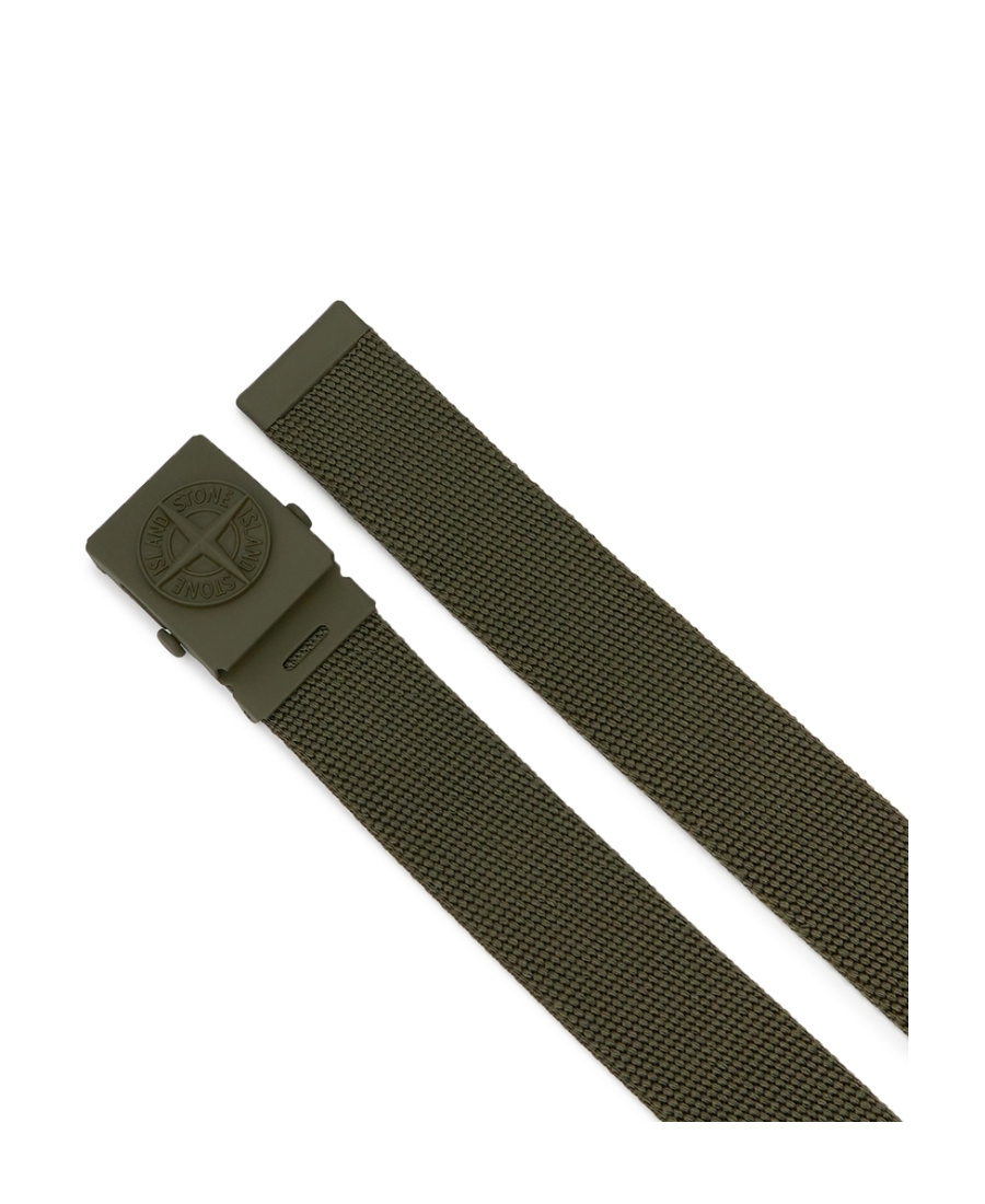 Stone Island Debossed-logo Detail Buckle Belt In Brown