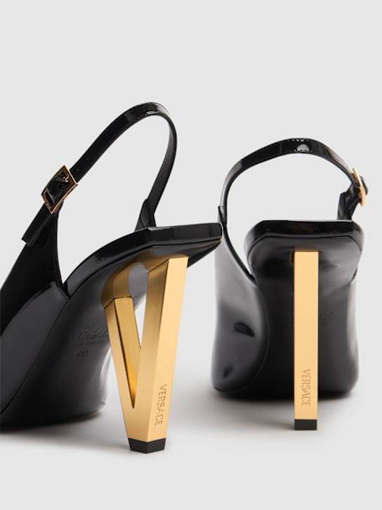 Versace Black V2025 Patent Slingback 85 Mm Heels