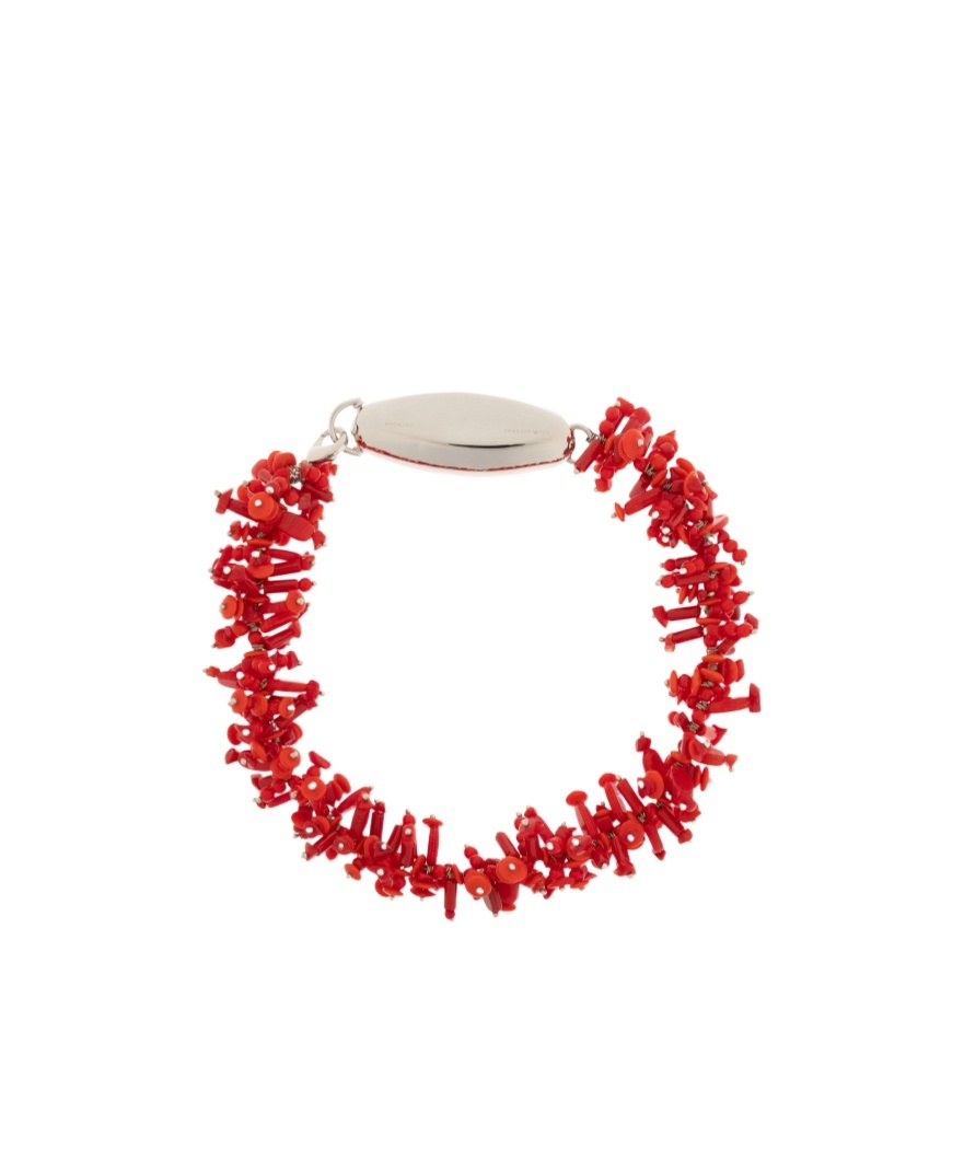 Dries Van Noten Chunky Beaded Statement Necklace In Red