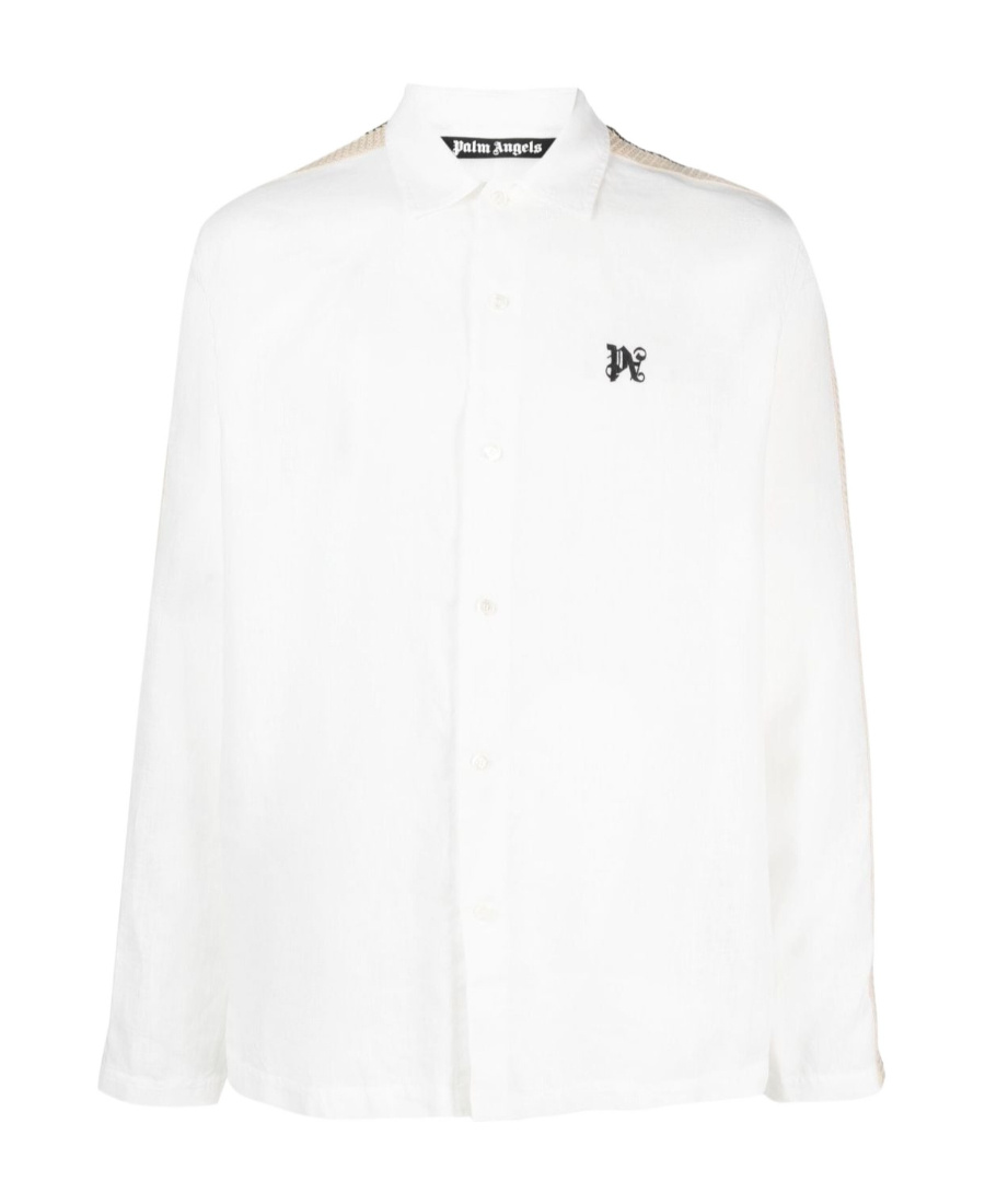 Palm Angels Pa Monogram Printed Long-sleeved Shirt In White
