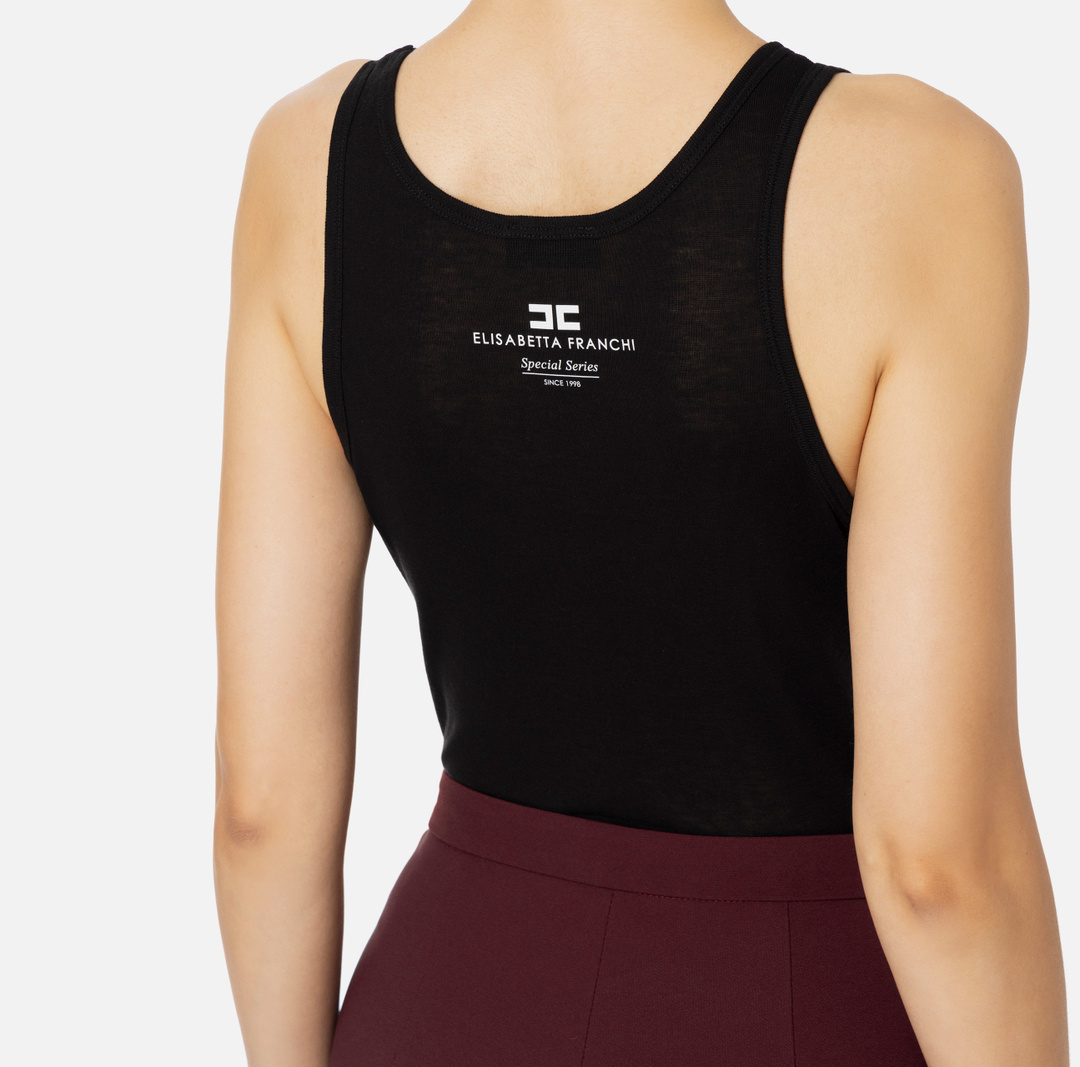 Elisabetta Franchi Logo-print Top In Black