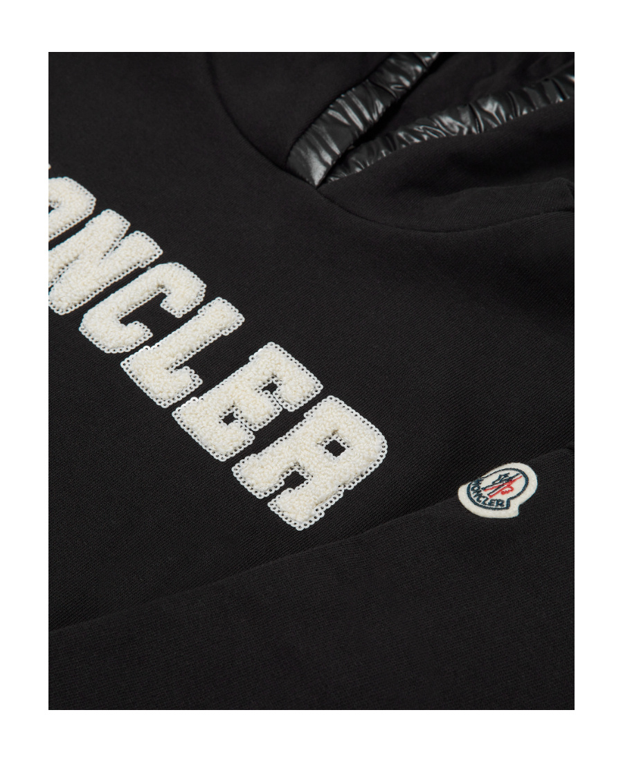 Moncler Hooded Logo Dress In Black
