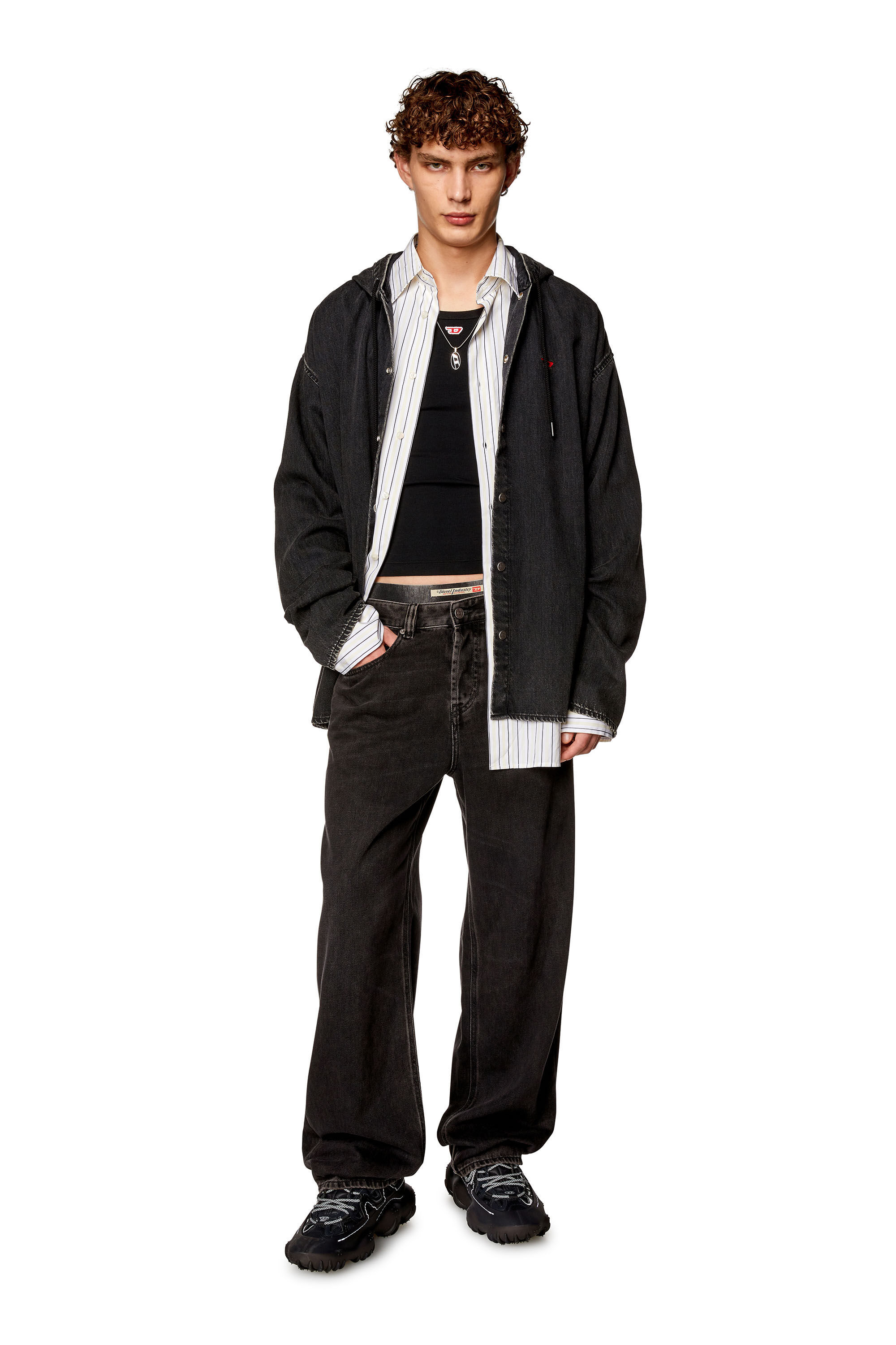 Diesel D-macro Black Wide Leg Jeans In Black
