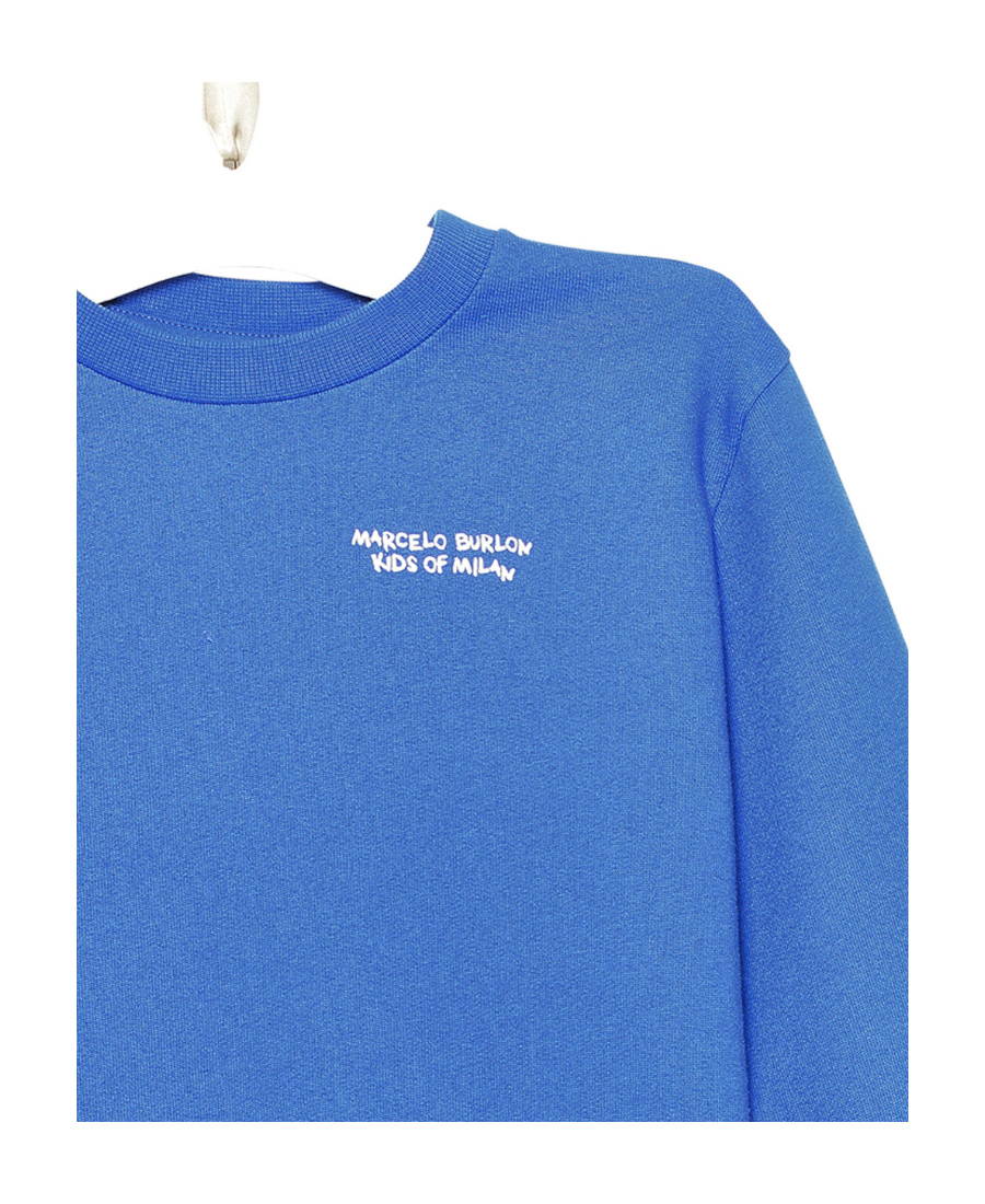 Marcelo Burlon County Of Milan Long-sleeved Round-neck Sweater In Blue