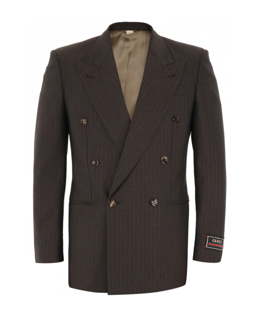 Gucci Pinstripe Wool Blazer In Brown