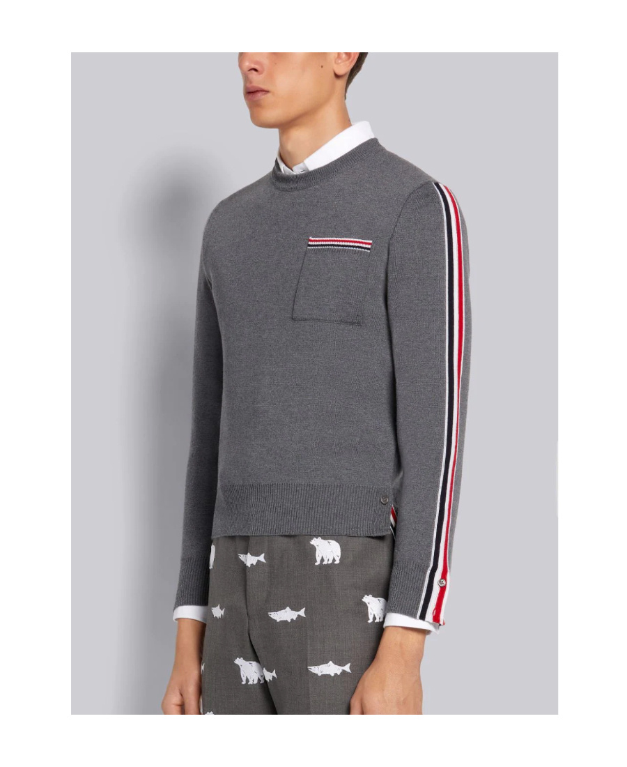 Thom Browne Round-neck Sweater In Gray