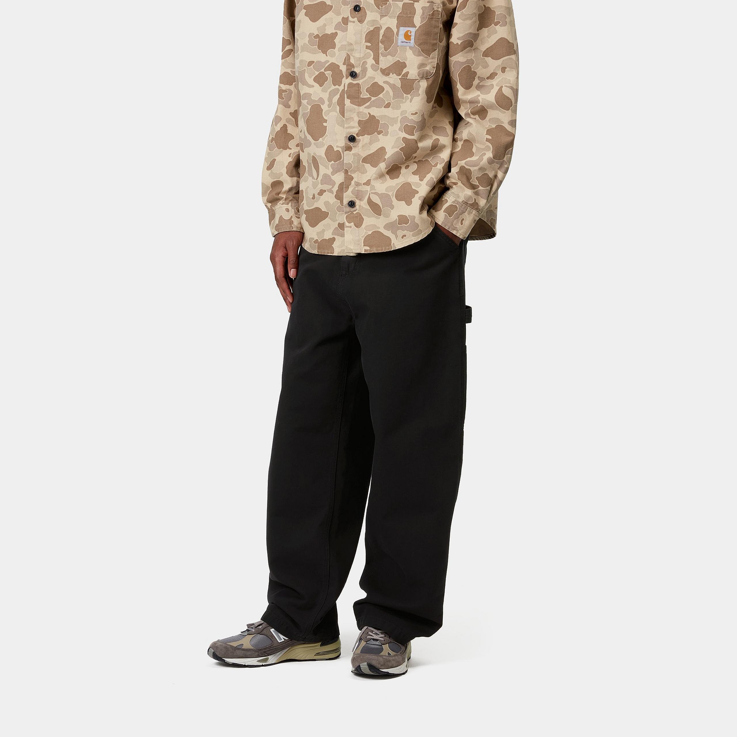 Carhartt Single Knee Straight-leg Organic Cotton-canvas Trousers In Black