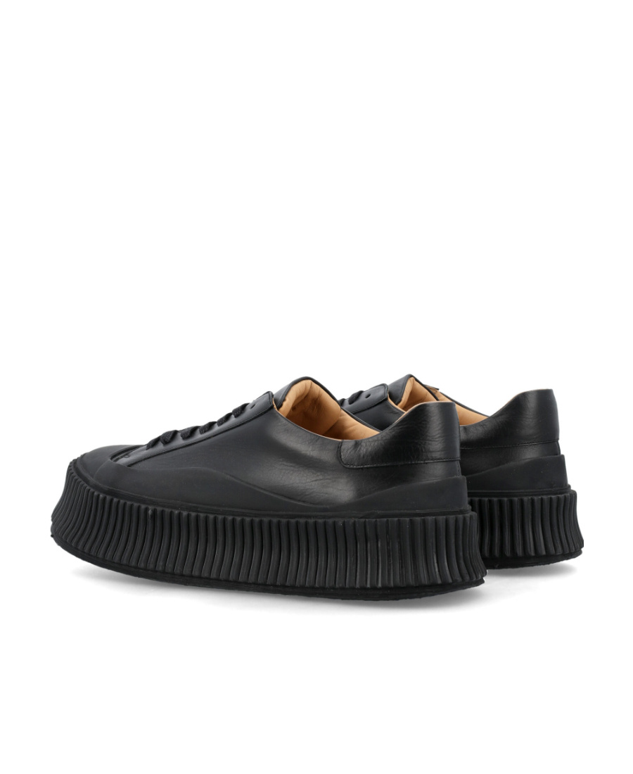 Jil Sander Leather Low-top Sneakers In Black