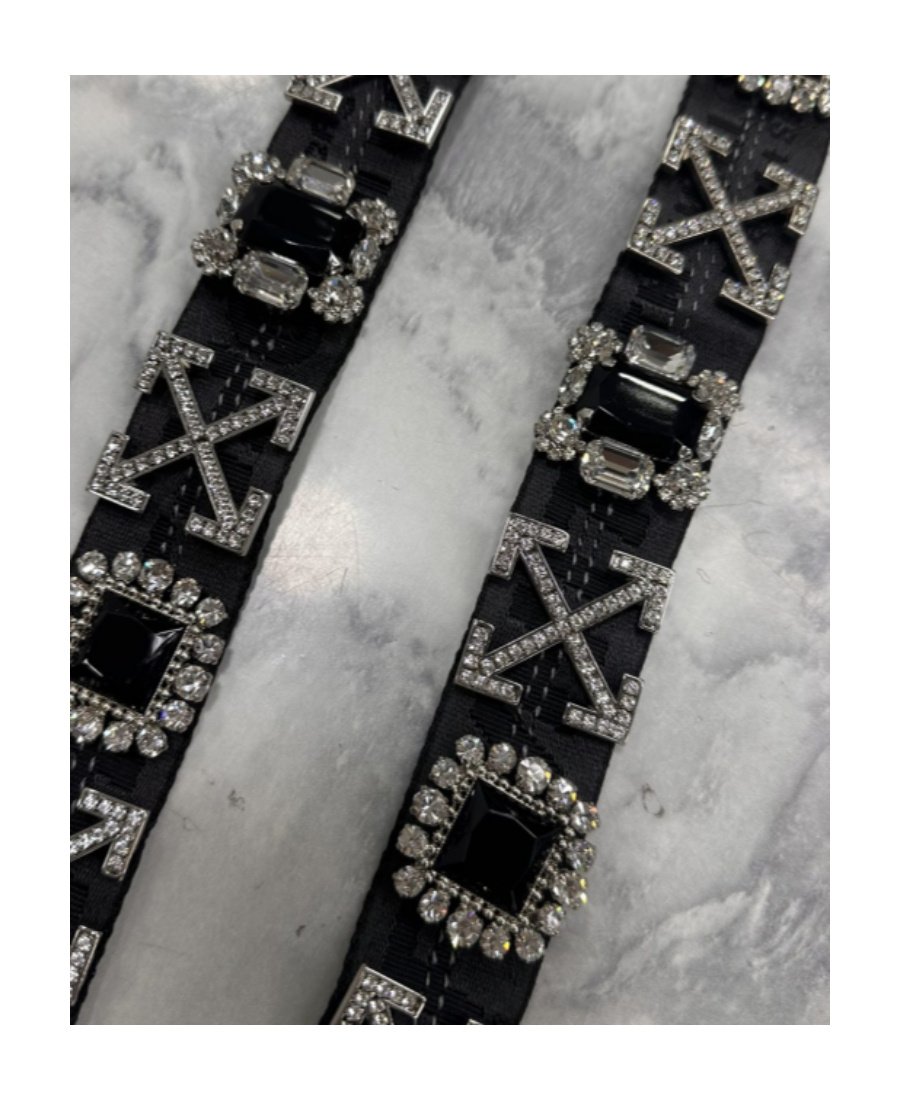Off-white Crystal Decorative Strap In Black
