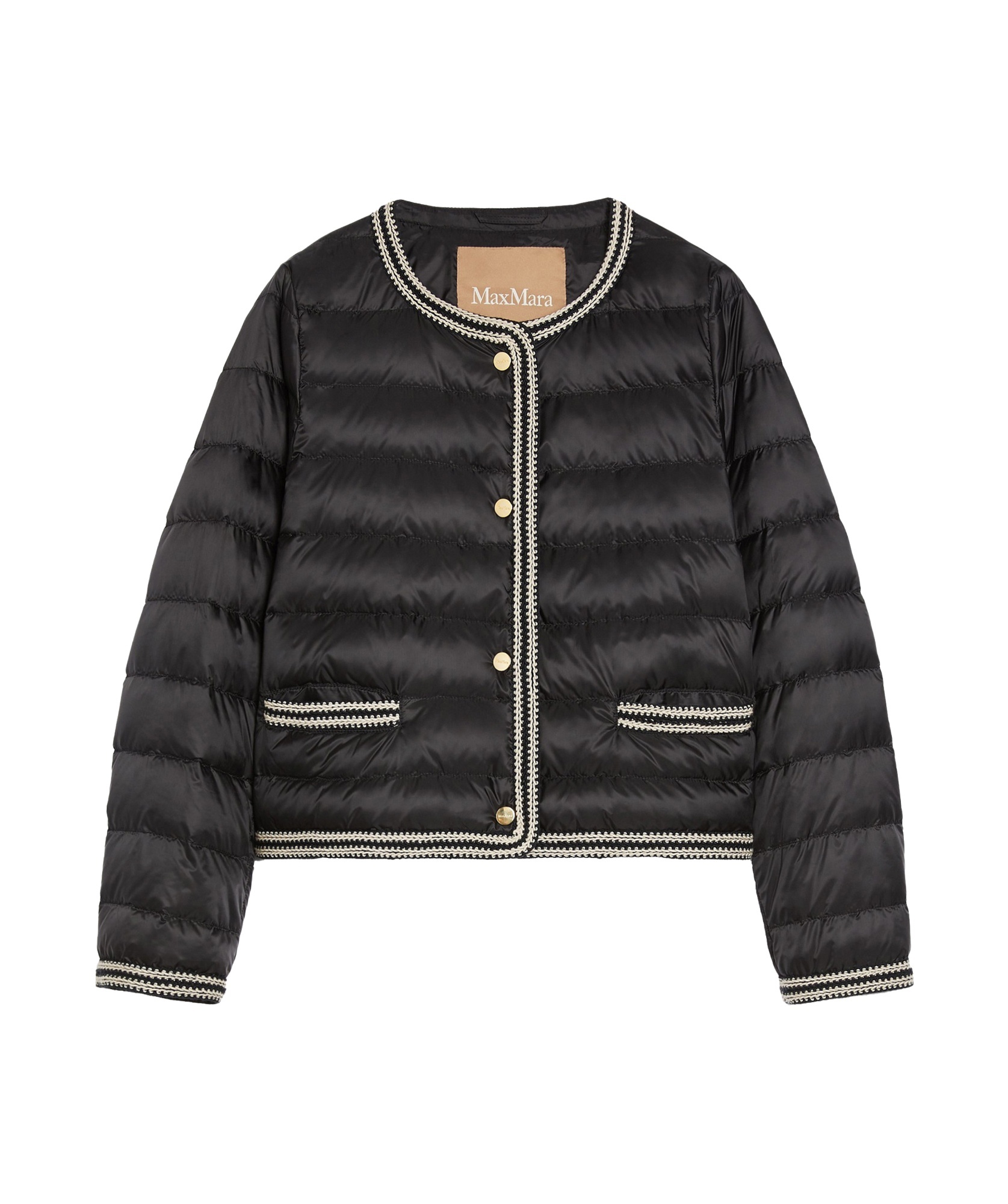 Max Mara Water-repellent Canvas Crew-neck Jacket In Black