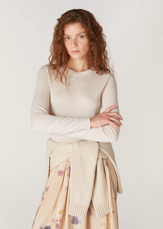 Loro Piana Girocollo Parksville Cashmere Sweater In White