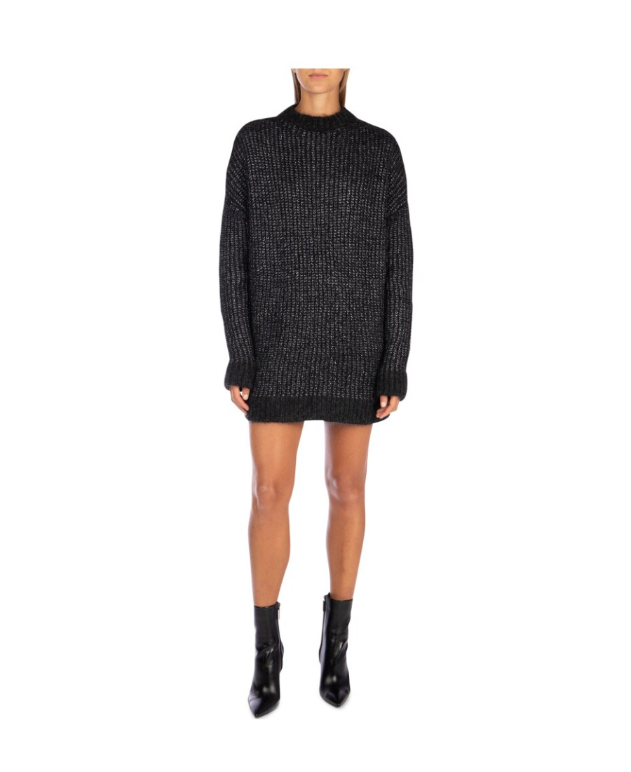 Saint Laurent Metallic Loose-knit Jumper In Black