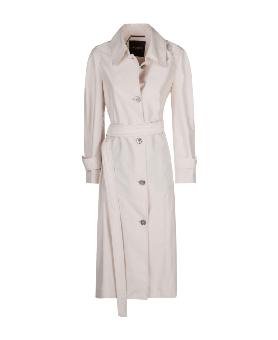 Moorer Single-breasted Long-sleeved Trench Coat In White