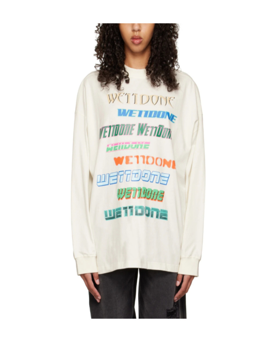 We11 Done Multi-logo Cotton Sweatshirt In White