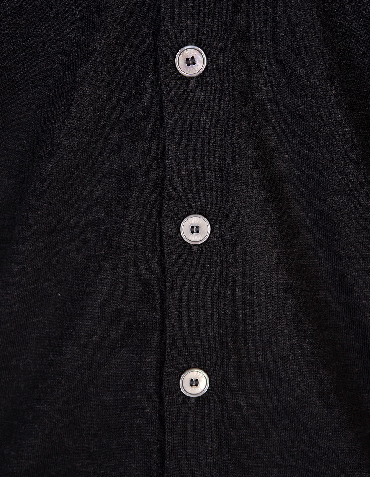 Fedeli Black Virgin Wool Cardigan With V-neckline In Black