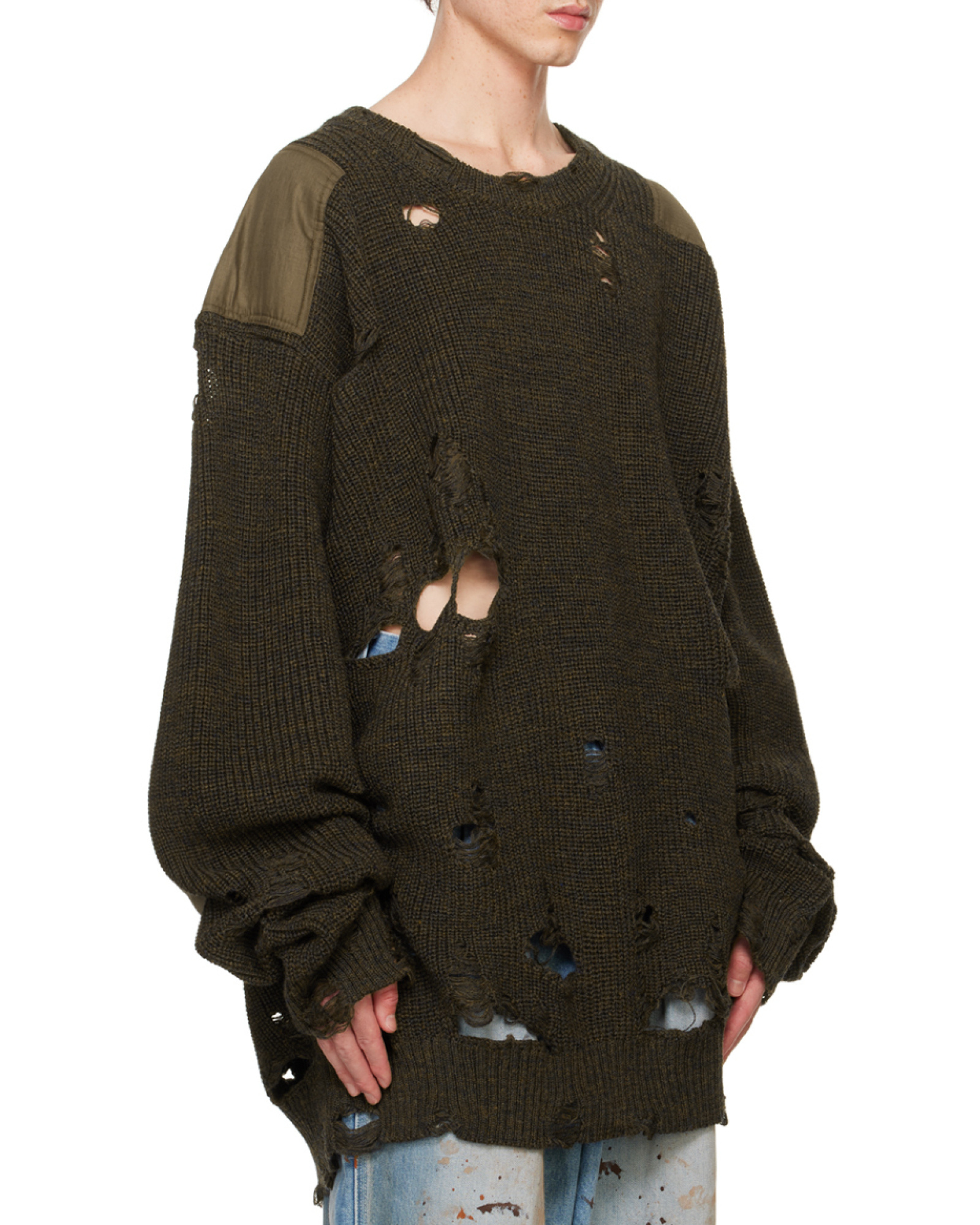 Doublet Long-sleeved Spliced Sweater