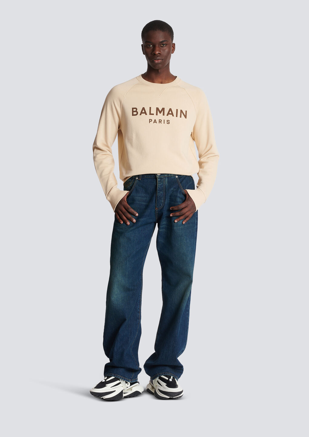 Shop Balmain Paris Printed Sweatshirt In Nude