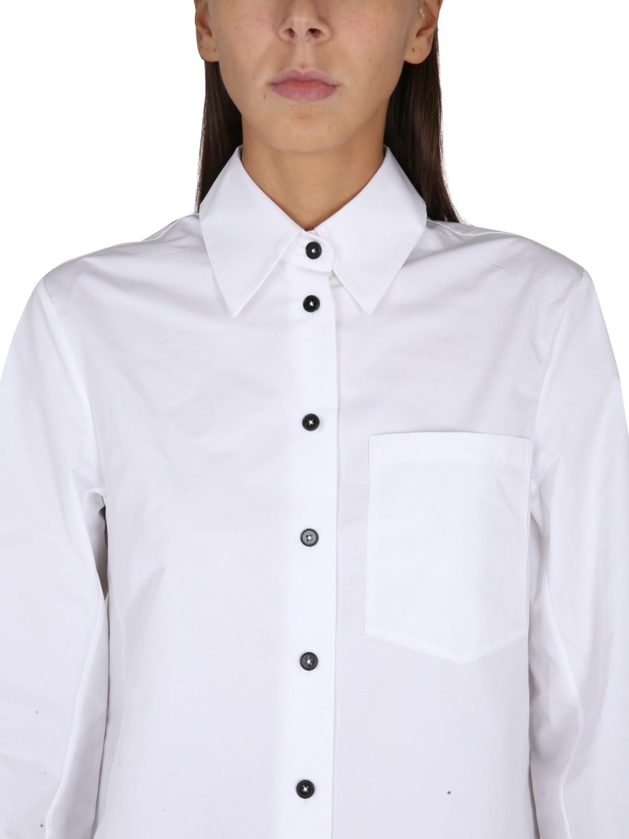 Jil Sander Long-sleeved Patch Pocket Shirt In White
