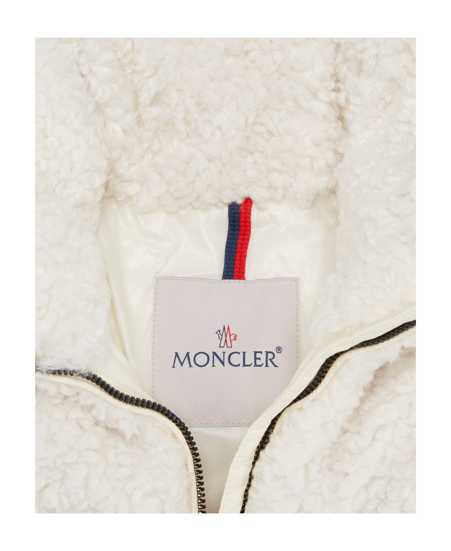Moncler Sergura Logo-patch Shearling Jacket In White