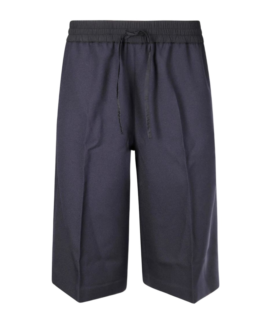 Studio Nicholson Oversized Bermuda Shorts With Elastic Waist In Blue