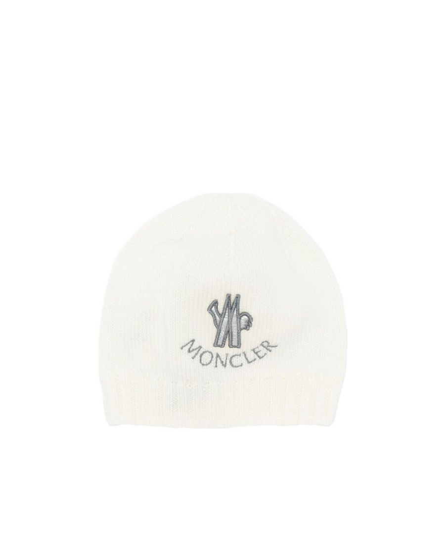 Moncler Logo-embroidered Knitted Beanie In White