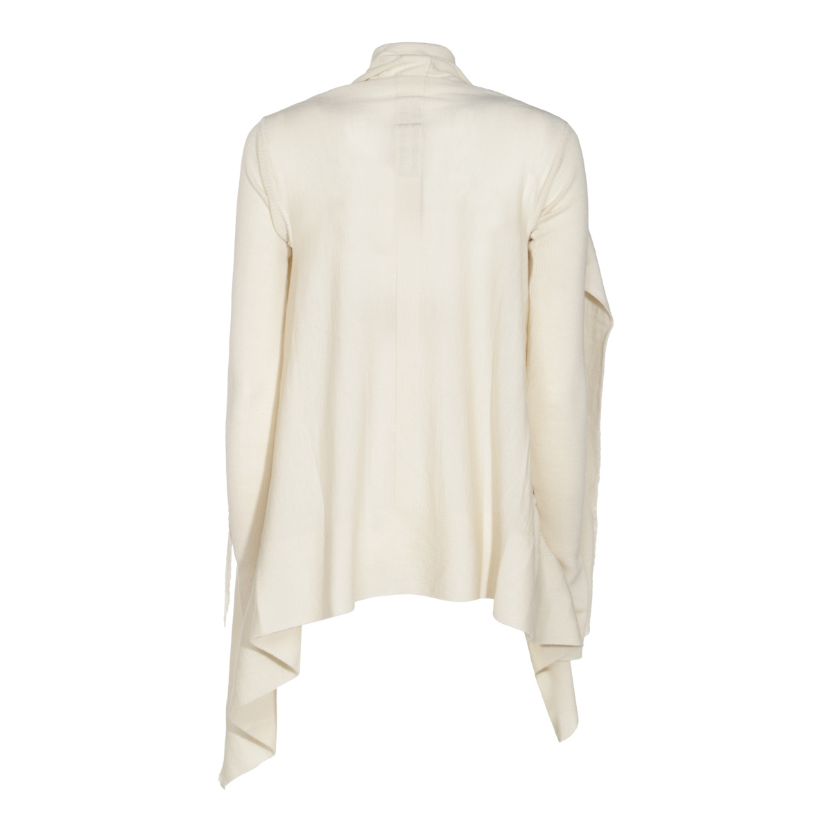 Rick Owens Ribbed Asymmetric-hem Cardigan In White