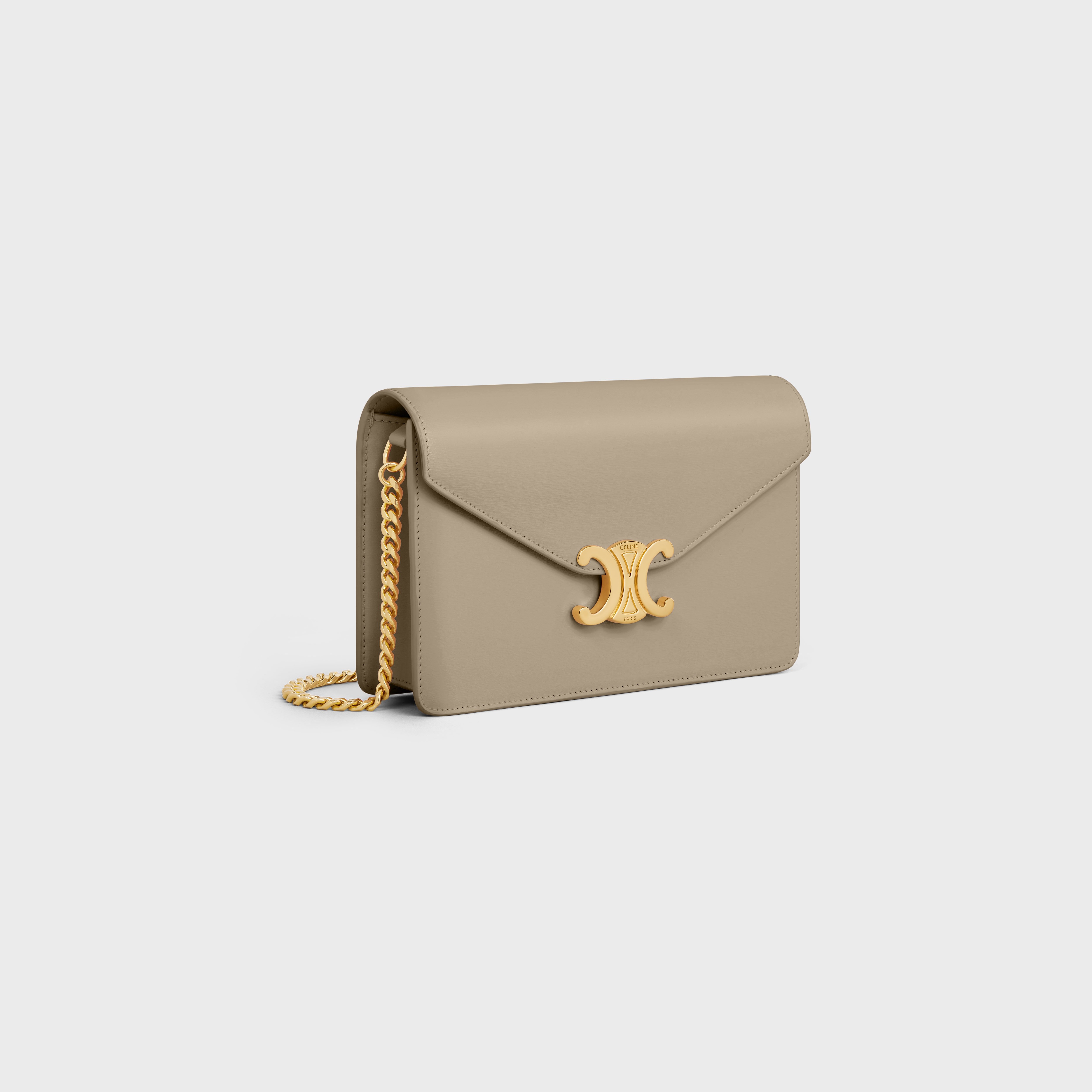 Celine Wallet On Chain Margo In Shiny Calfskin In Neutral