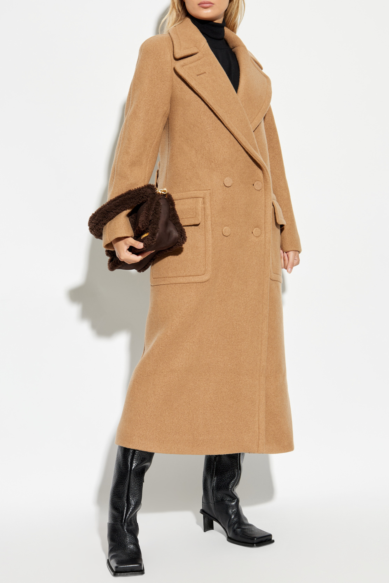 Shop Dries Van Noten Double Breasted Coat In Nude