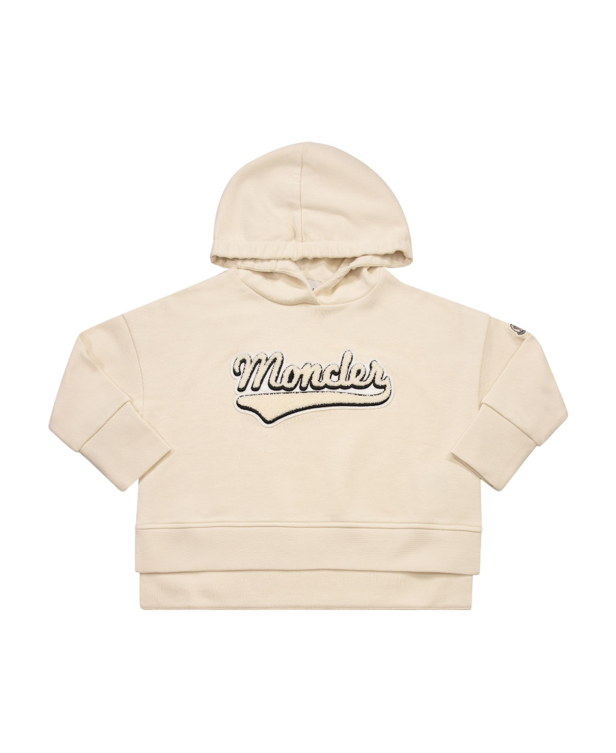 Moncler Logo-embroidered Cotton Hoodie In Nude
