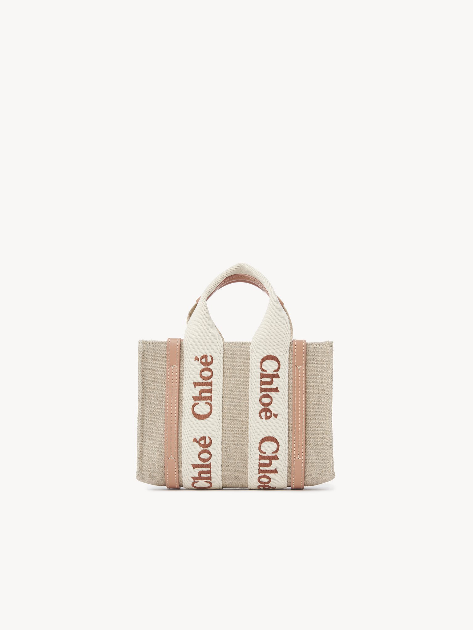 Chloé Mini Woody Tote Bag In Linen Leather