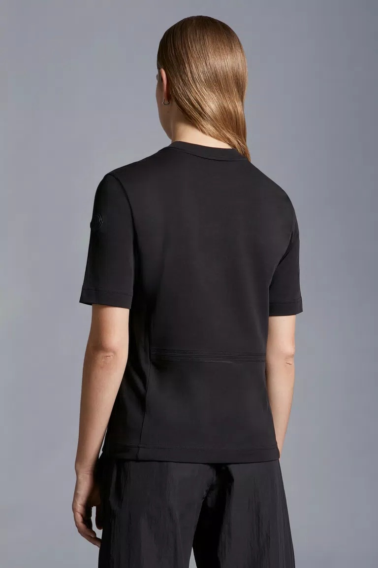 Moncler Cotton Jersey Crewneck T-shirt In Black