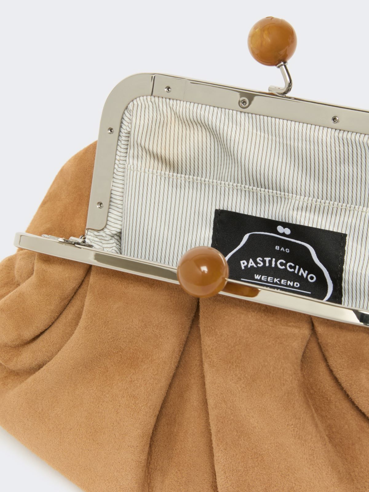 Weekend Max Mara Small Suede Pasticcino Bag In Brown