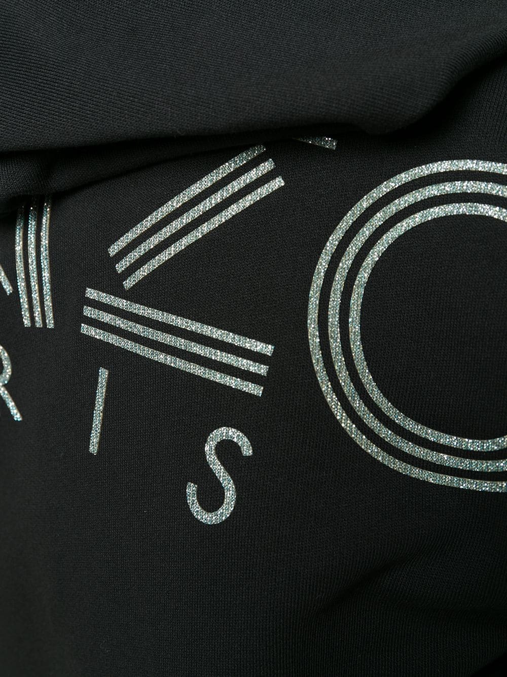 Kenzo Rear Logo Print Zipped Hoodie In Black
