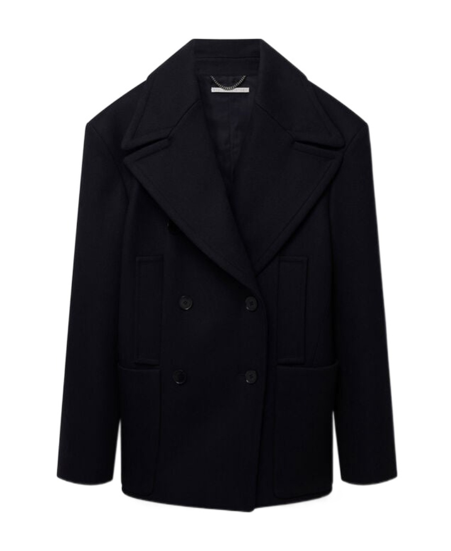 Stella Mccartney Double-breasted Wool Coat In Black