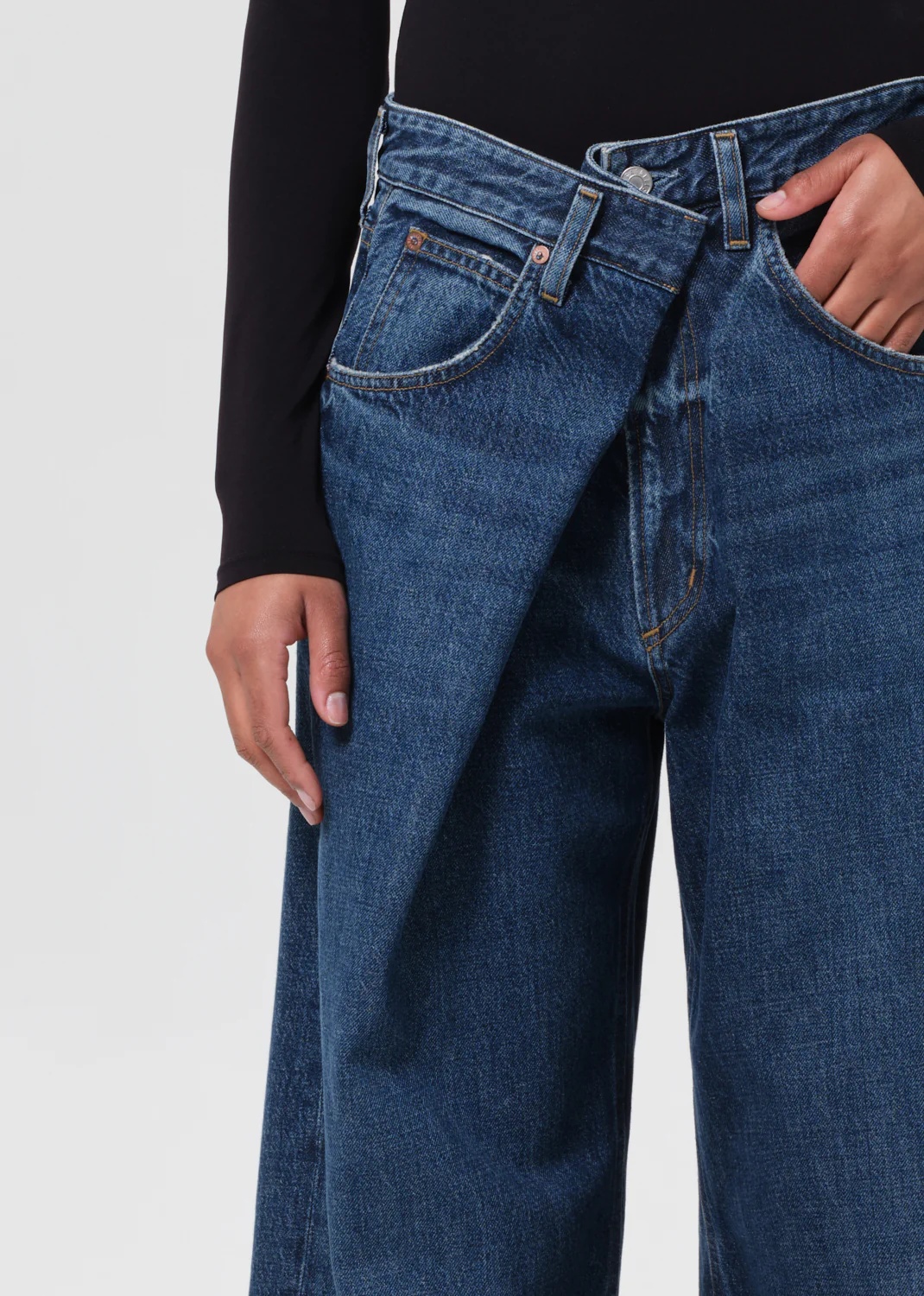 Agolde Denim Trousers With Belt Loops In Blue