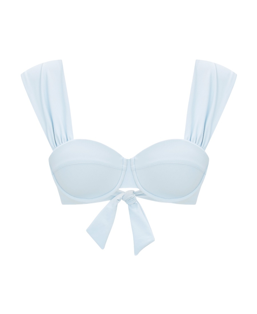 Evarae Bow Bikini Blouse In Blue