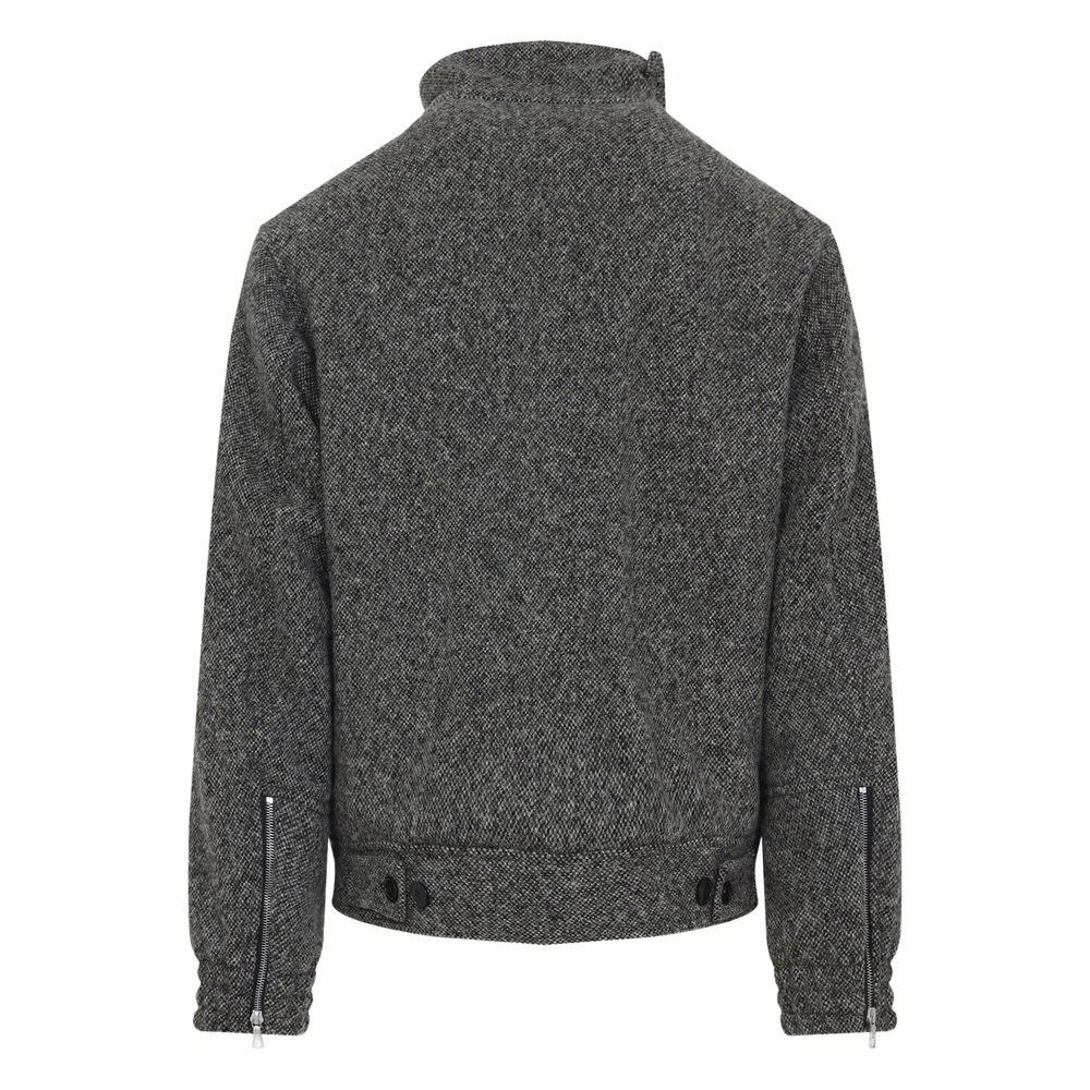 Dries Van Noten Patterned Wool Zip Jacket Front Pockets In Gray