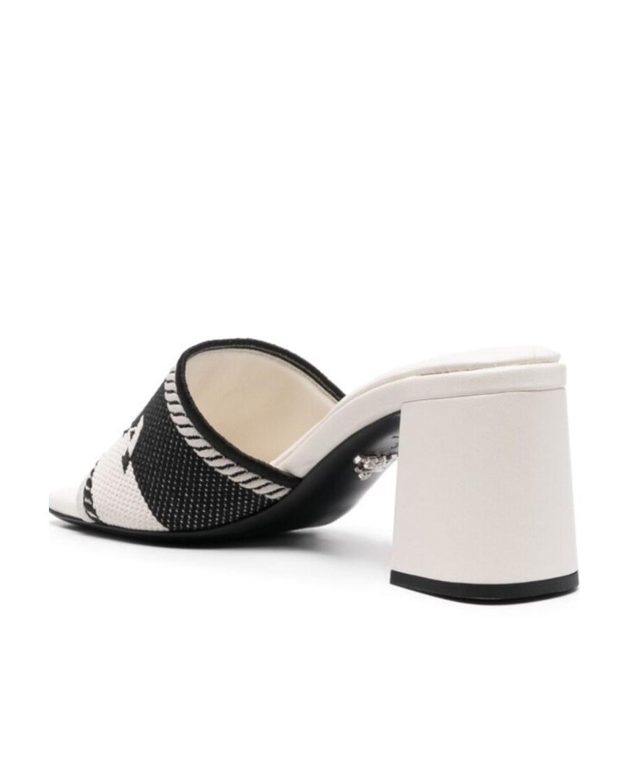 Prada Logo High-heeled Sandals In White