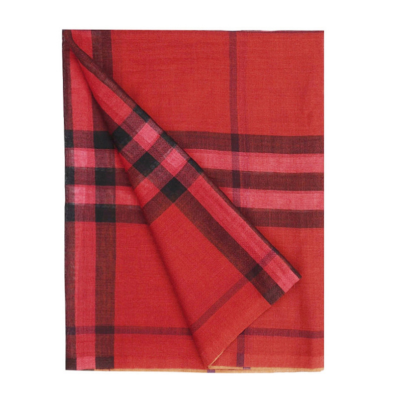 Burberry Checkered Detail Scarf In Brown