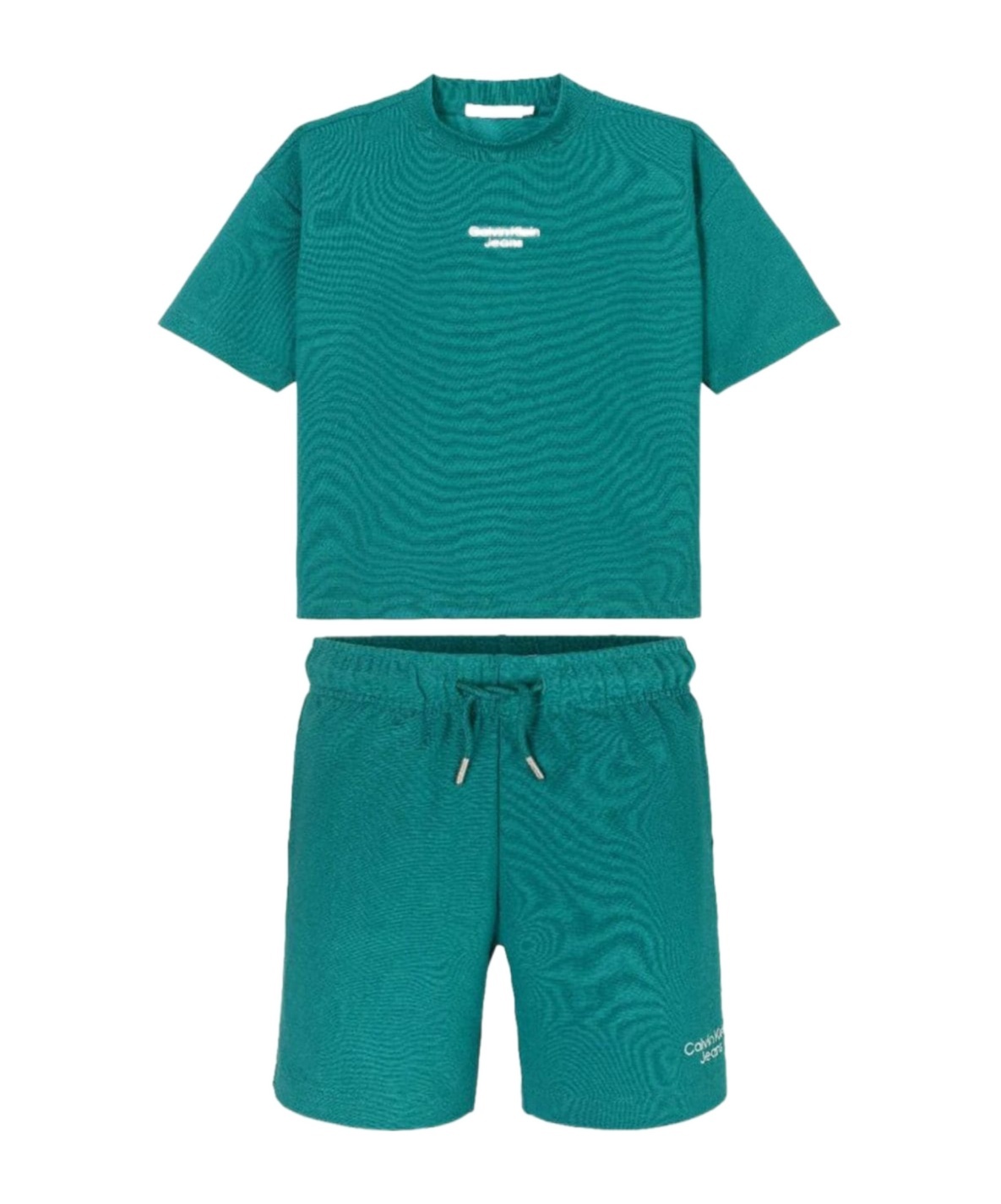 Calvin Klein Ottoman Relaxed Shorts And T-shirt In Green