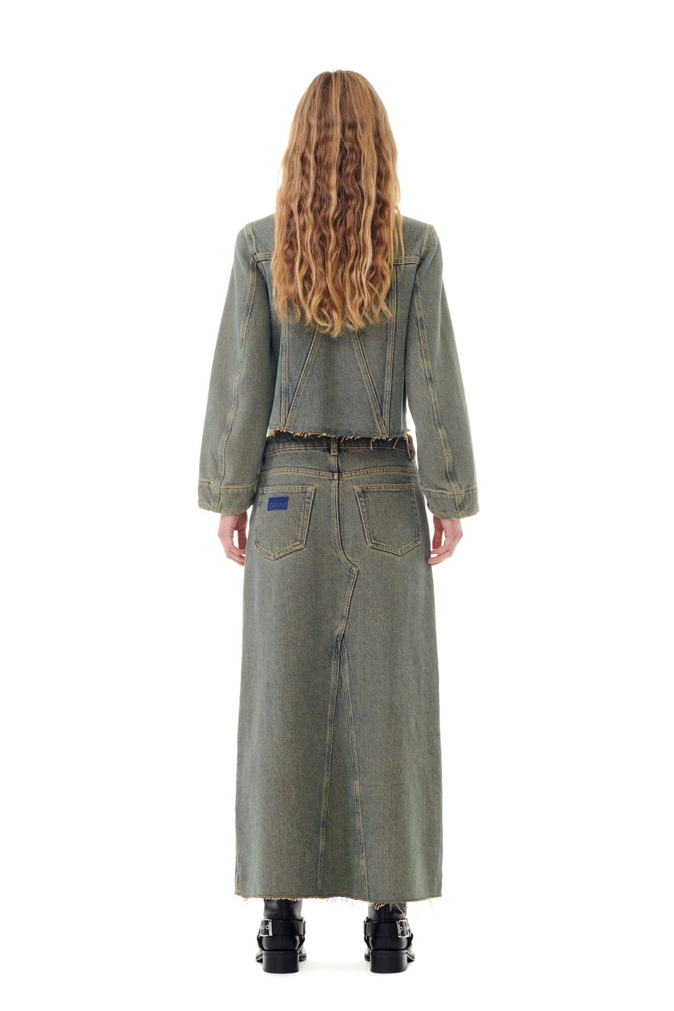 Shop Ganni Overdyed Heavy Denim Jacket In Green