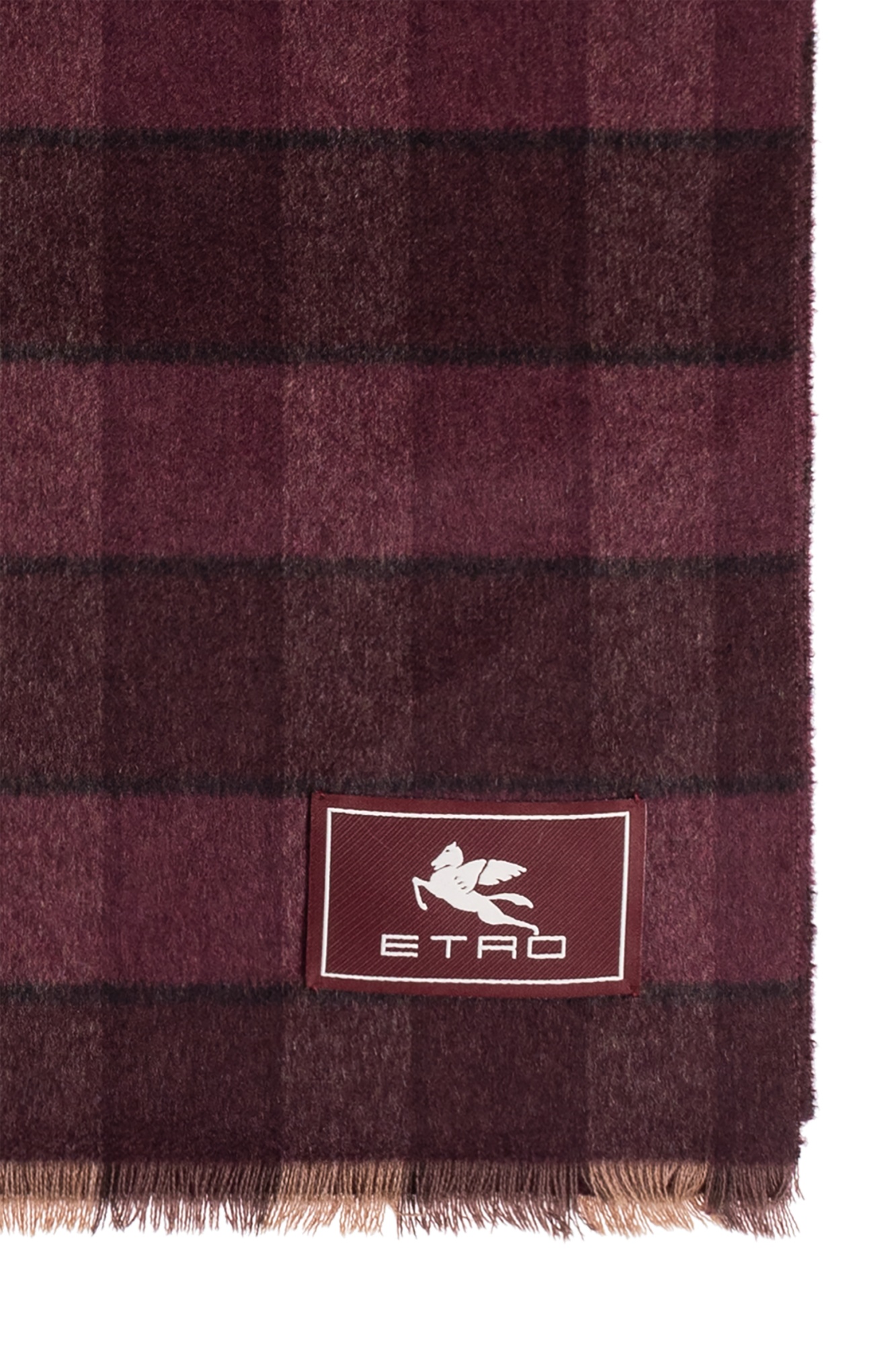 Etro Wool And Cashmere Scarf With Check Motif In Brown