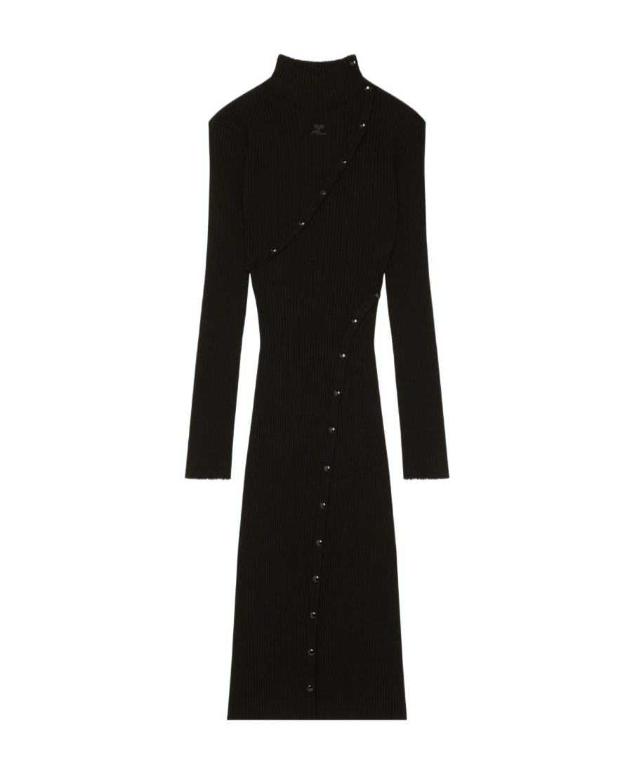 Courrèges Multi Styling Ribbed Knit Dress In Black